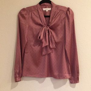 LOFT Mauve Dotted Blouse